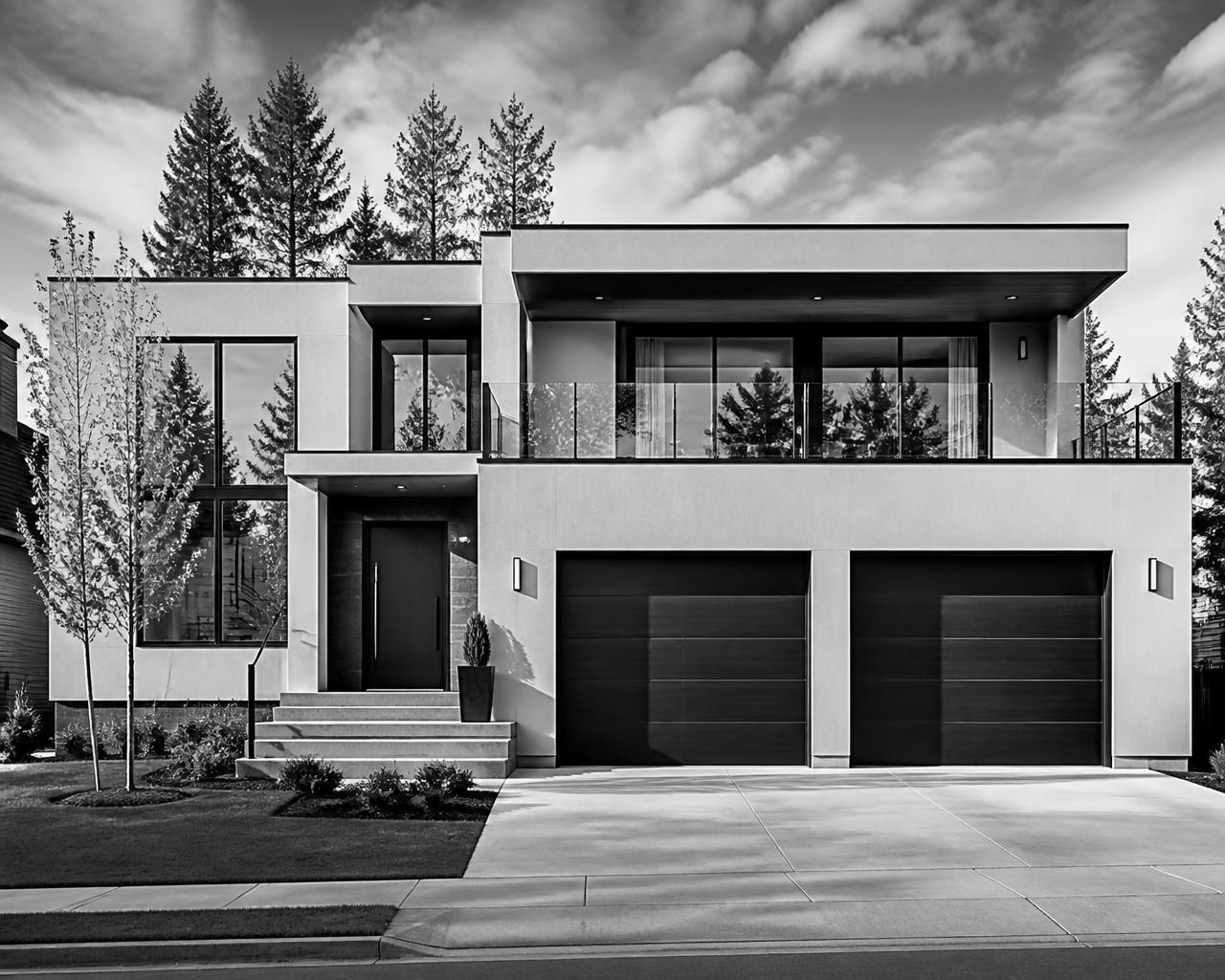 Modern new construction home exterior